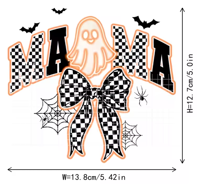 DECAL- MAMA GHOST CHECKER-ORANGE