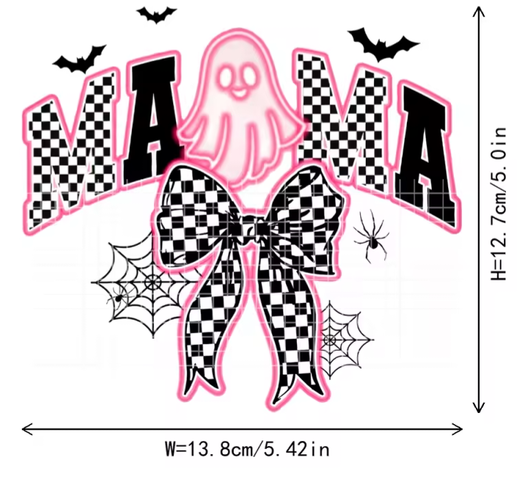 DECAL-MAMA GHOST CHECKERED-PINK