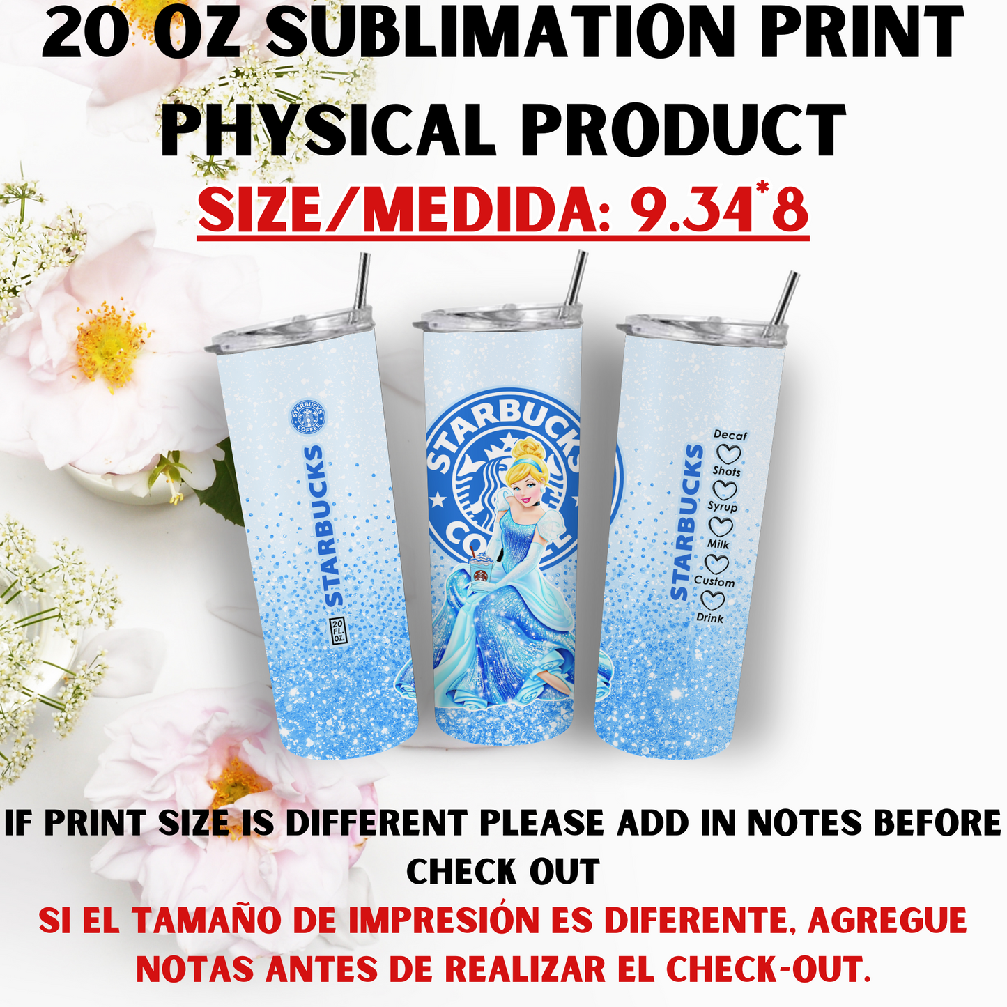 20 OZ SUBLIMATION PRINTS (PRINCESS THEME)