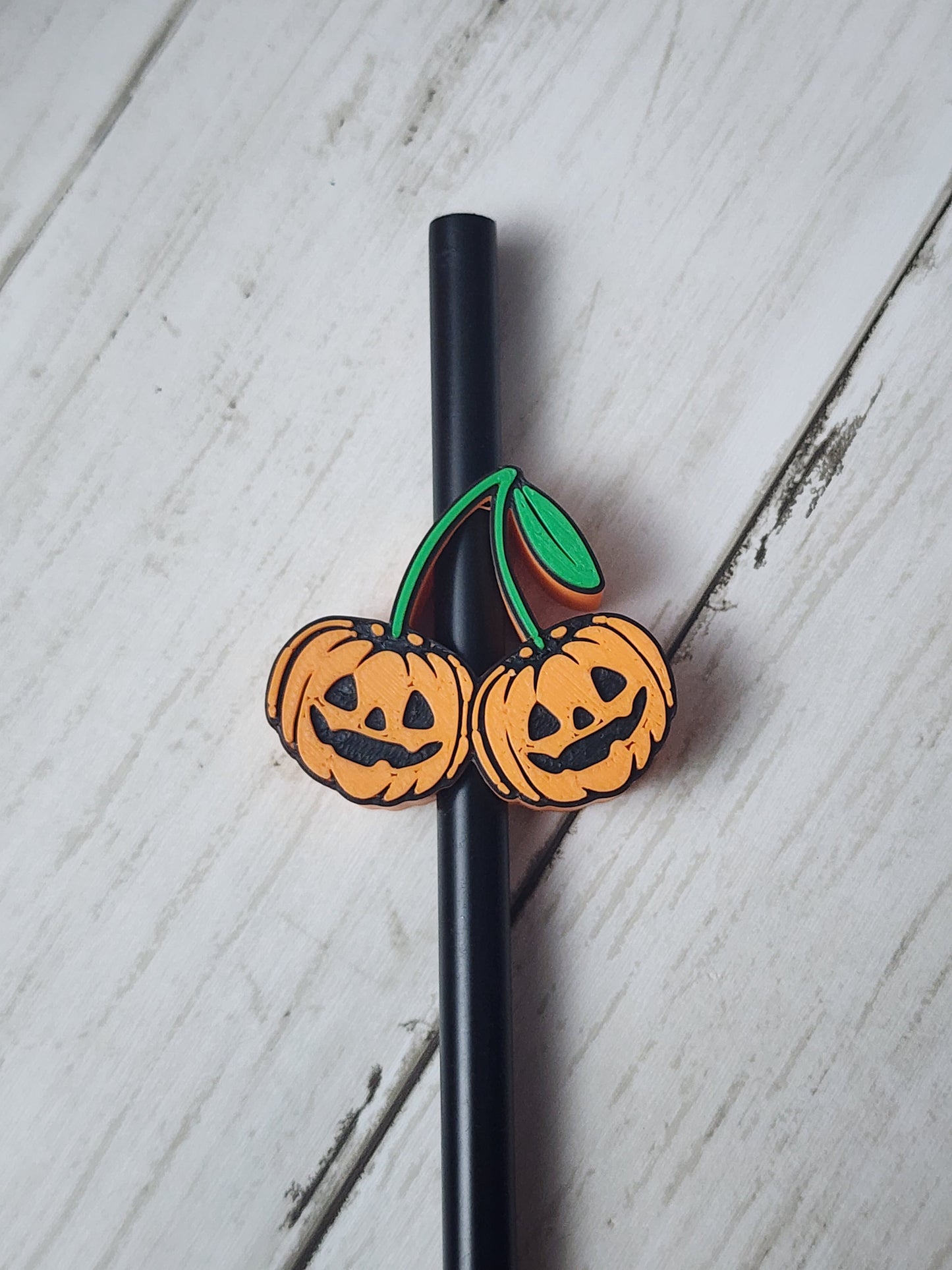 Pumpkin Cherry 3d Straw Topper