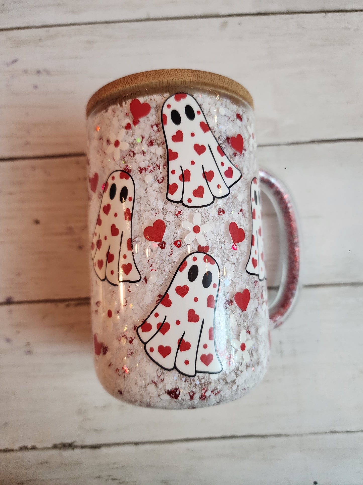 Ghost Heart Snowglobe Glass Mug