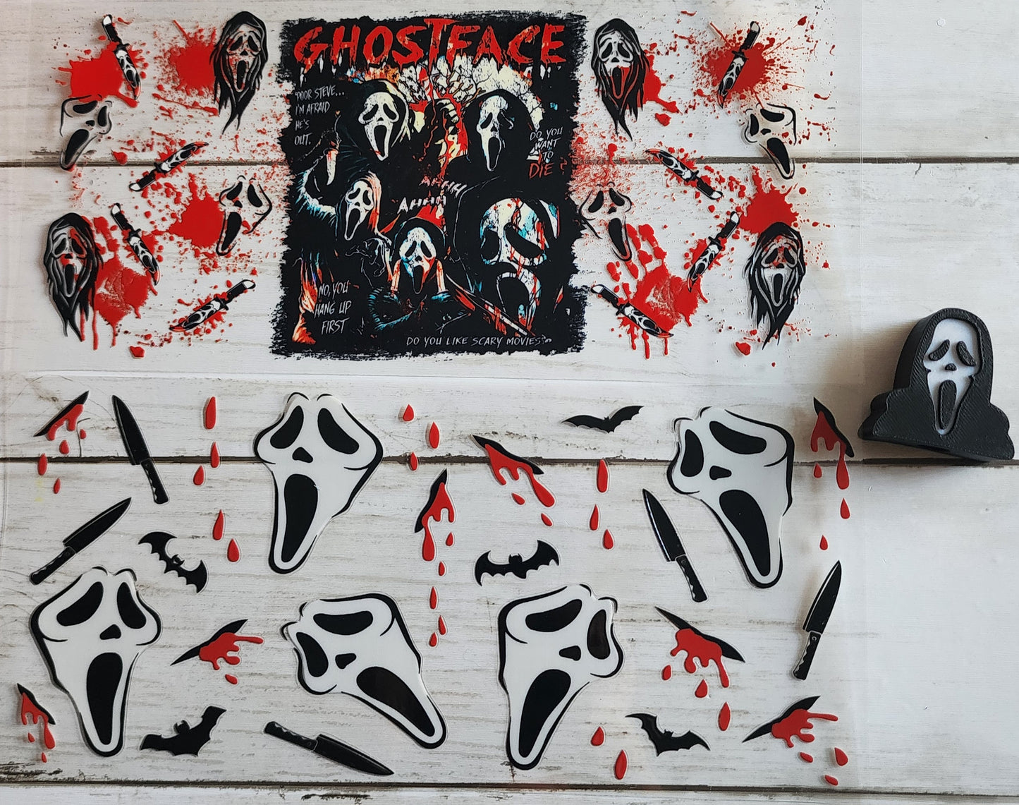 Ghostface- Uv Wrap & 3d Straw Topper