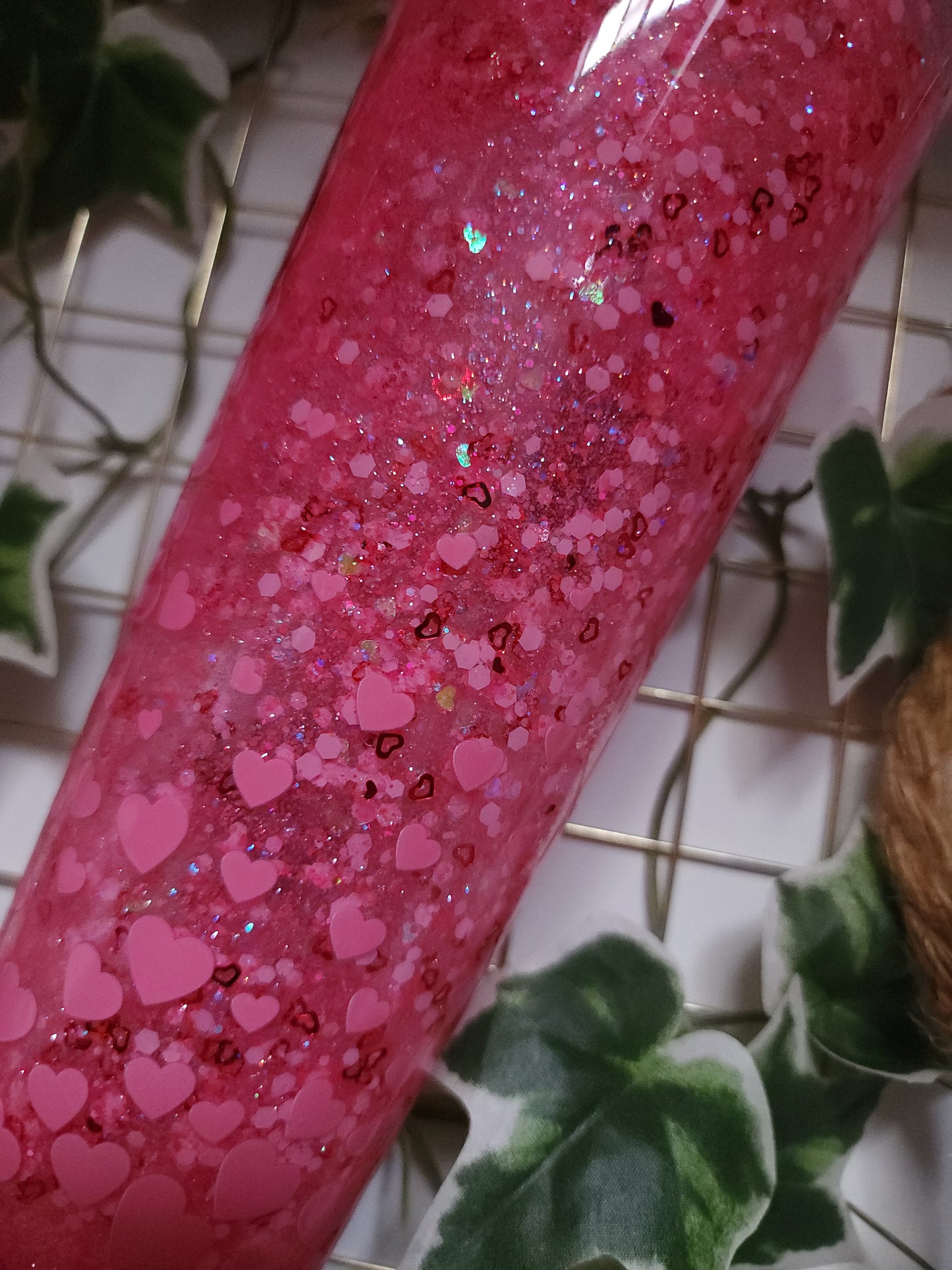 Hello Pink Heart Acrylic Snowglobe