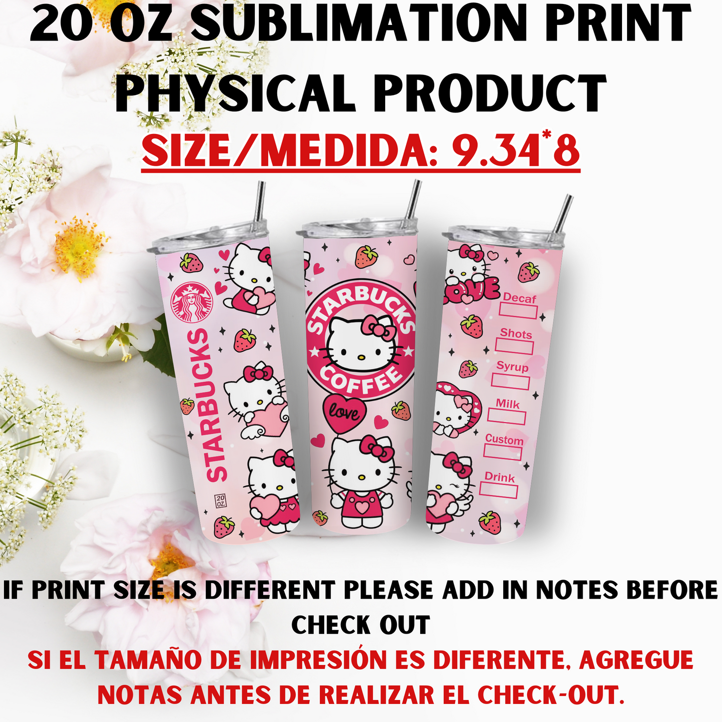 20 OZ SUBLIMATION PRINT (HELLO KITTY AND FRIENDS THEME)