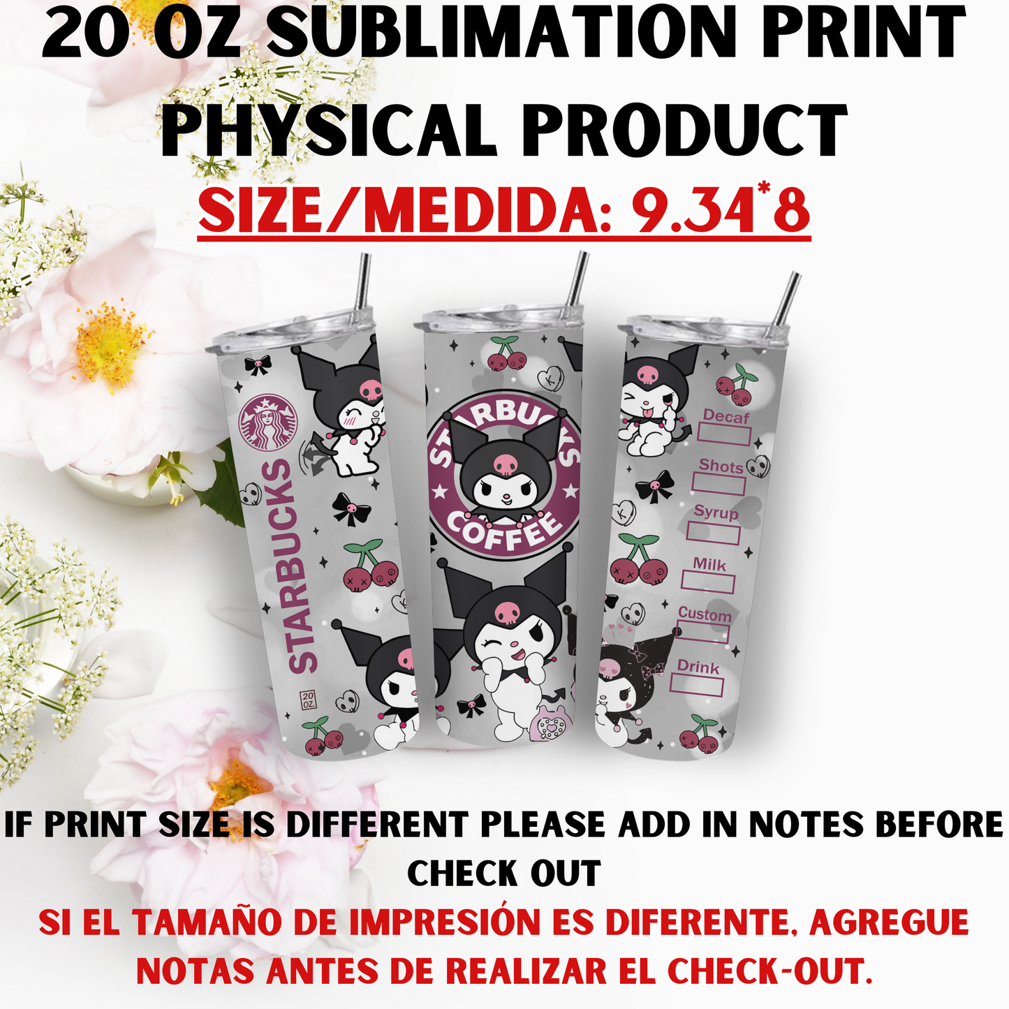 20 OZ SUBLIMATION PRINT (HELLO KITTY AND FRIENDS THEME)