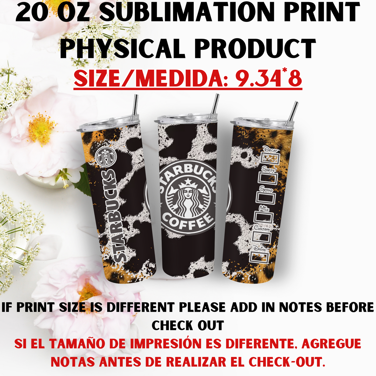 20 oz Sublimation Prints MIXED THEME (Physical Product)