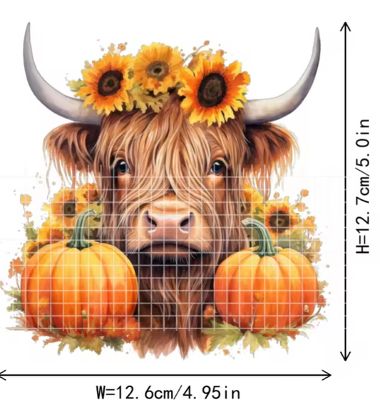 DECAL- FALL SUNFLOWER COW