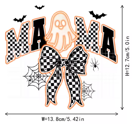 DECAL- MAMA GHOST CHECKER-ORANGE