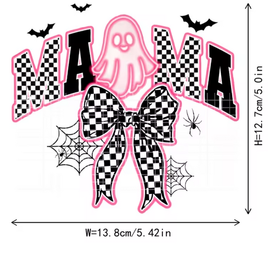 DECAL-MAMA GHOST CHECKERED-PINK