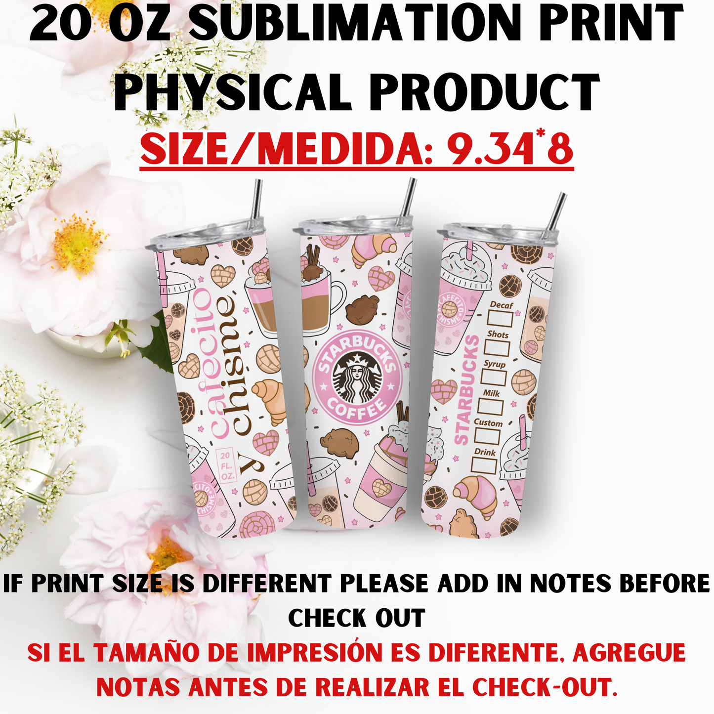 20 oz Sublimation Prints MIXED THEME (Physical Product)