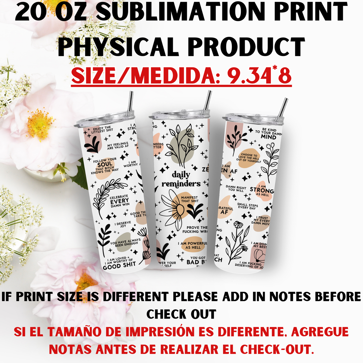 20 oz Sublimation Prints MIXED THEME (Physical Product)