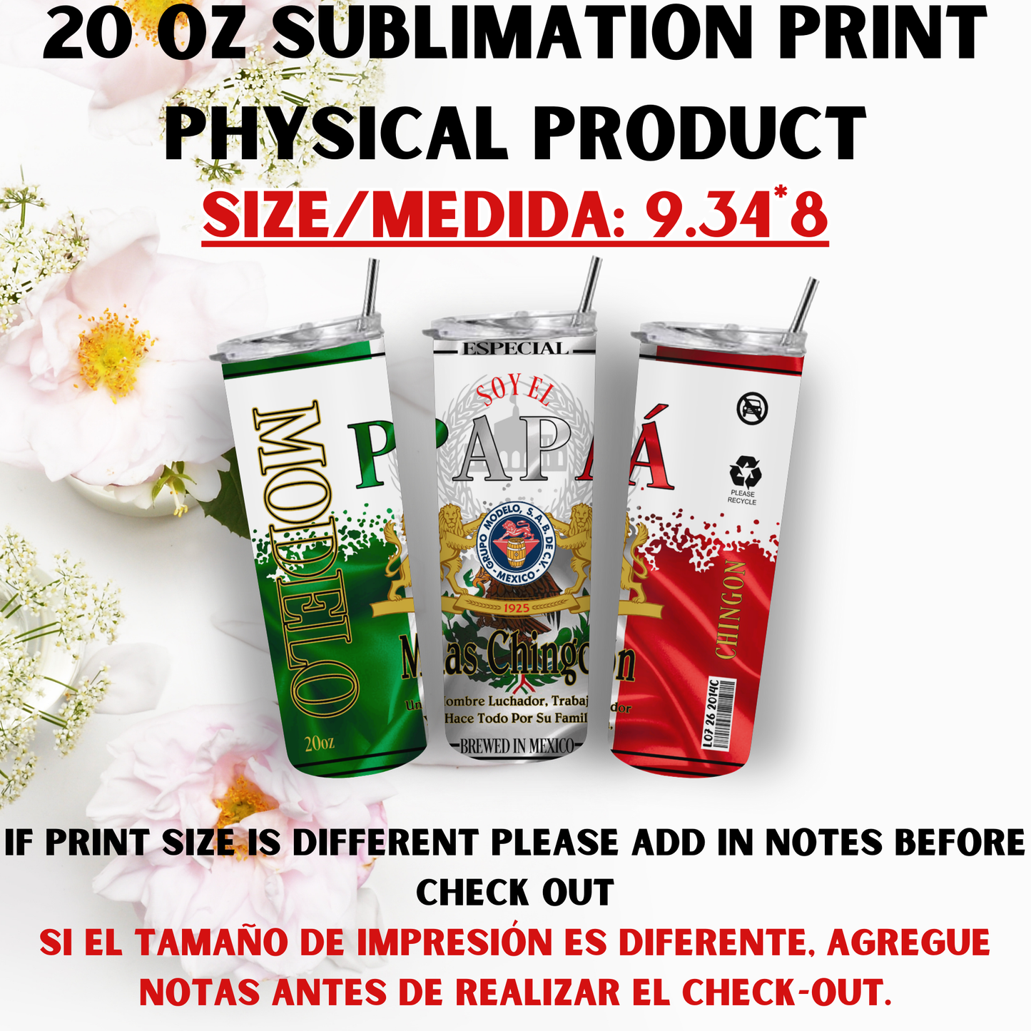 20 oz Sublimation Prints MIXED THEME (Physical Product)