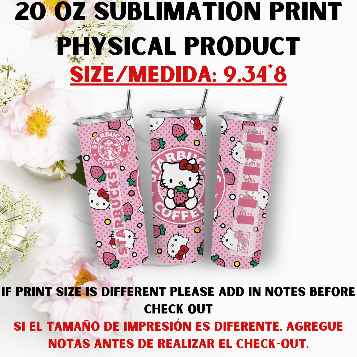 20 OZ SUBLIMATION PRINT (HELLO KITTY AND FRIENDS THEME)