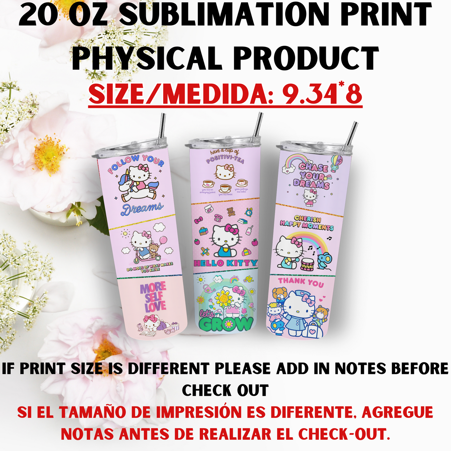 20 OZ SUBLIMATION PRINT (HELLO KITTY AND FRIENDS THEME)