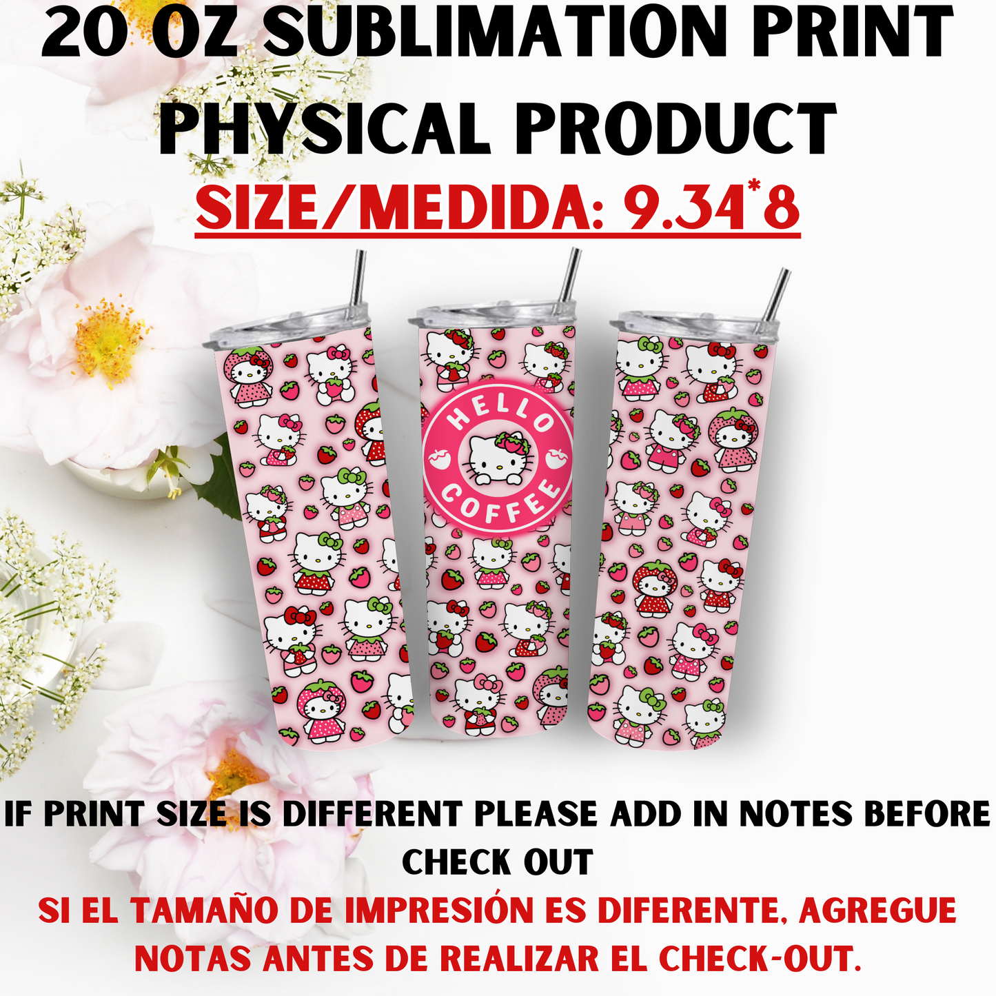 20 OZ SUBLIMATION PRINT (HELLO KITTY AND FRIENDS THEME)