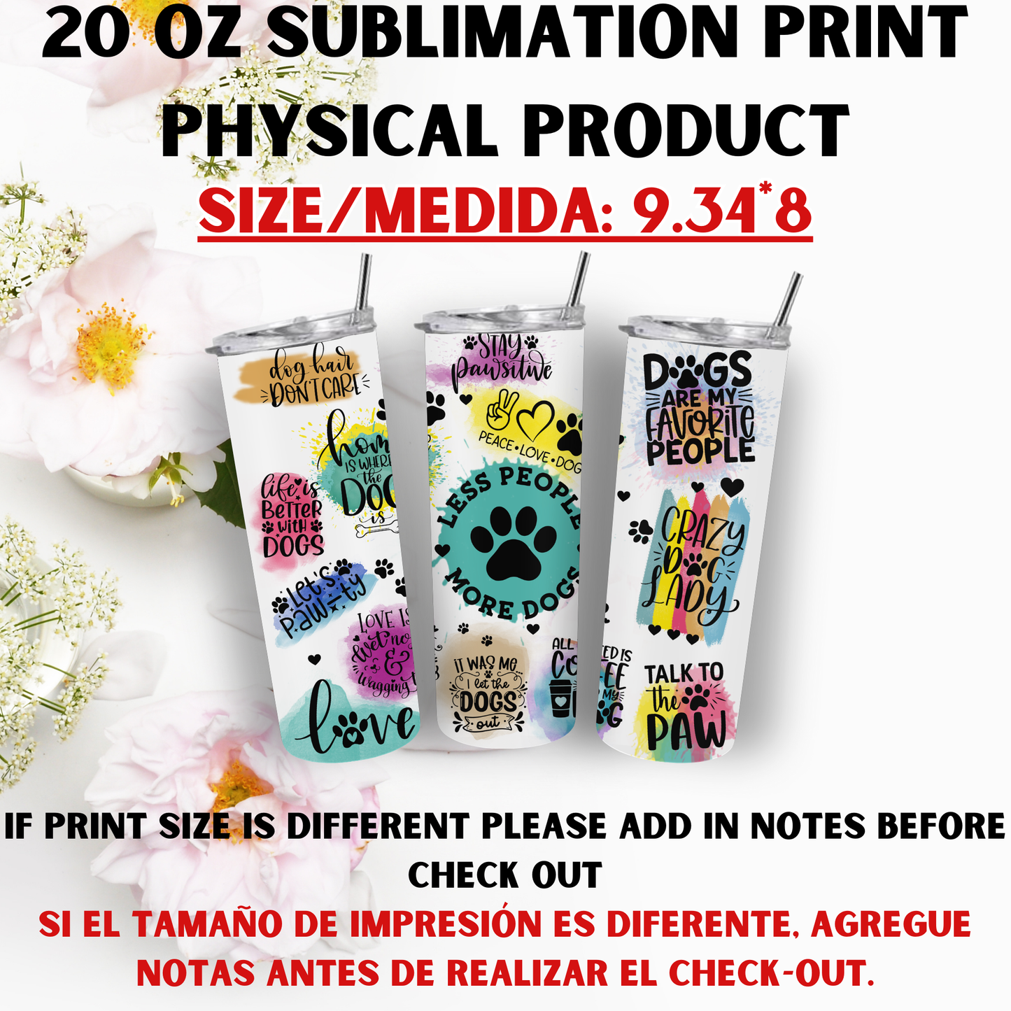 20 oz Sublimation Prints MIXED THEME (Physical Product)