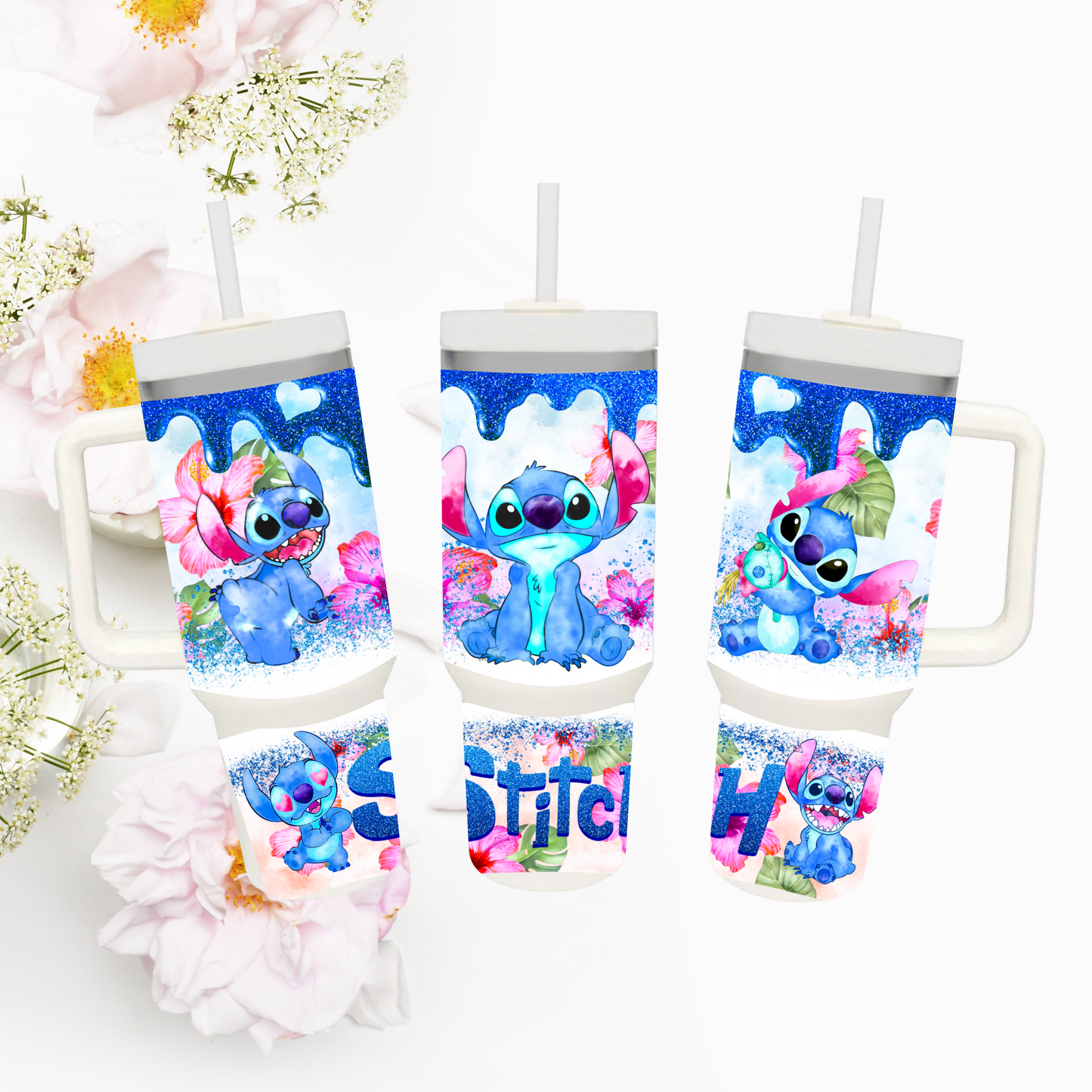 40 oz Tumblers ( Handle and Lid COLOR MAY VARY)