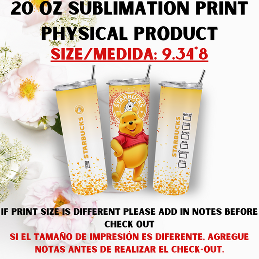20 OZ SUBLIMATION PRINTS (POOH BEAR AND FRIENDS THEME)