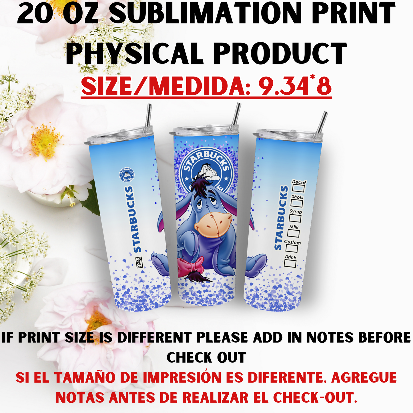 20 OZ SUBLIMATION PRINTS (POOH BEAR AND FRIENDS THEME)