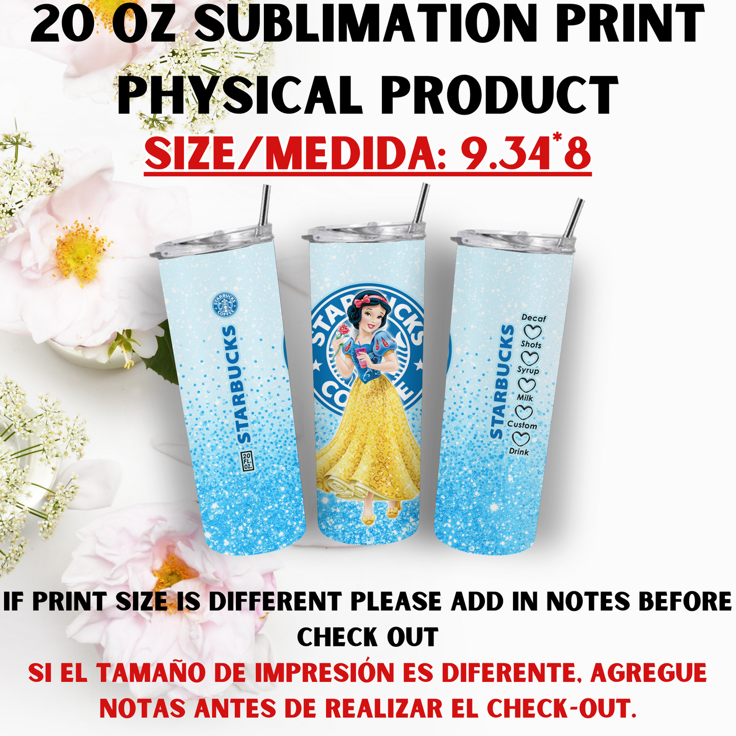 20 OZ SUBLIMATION PRINTS (PRINCESS THEME)