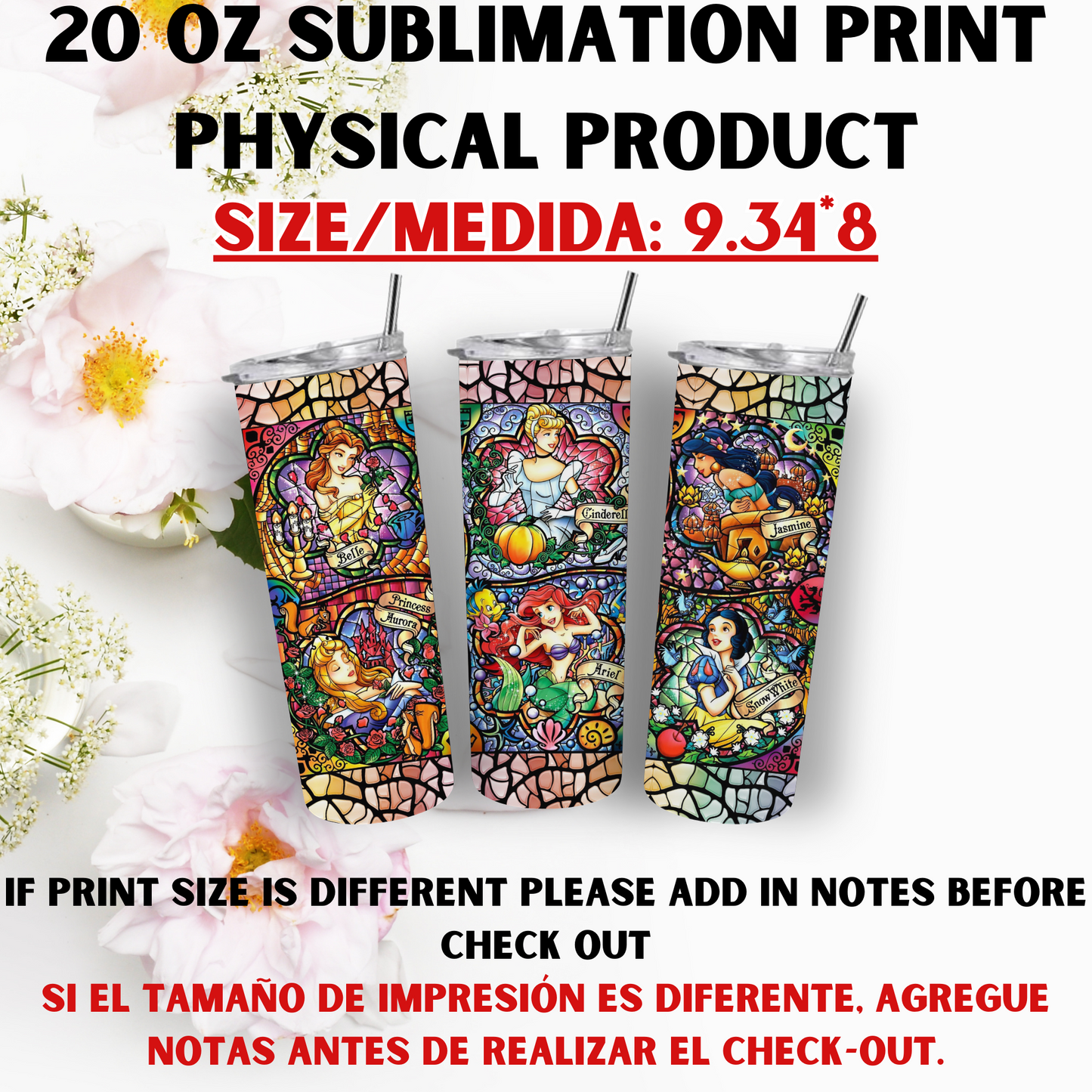 20 OZ SUBLIMATION PRINTS (PRINCESS THEME)