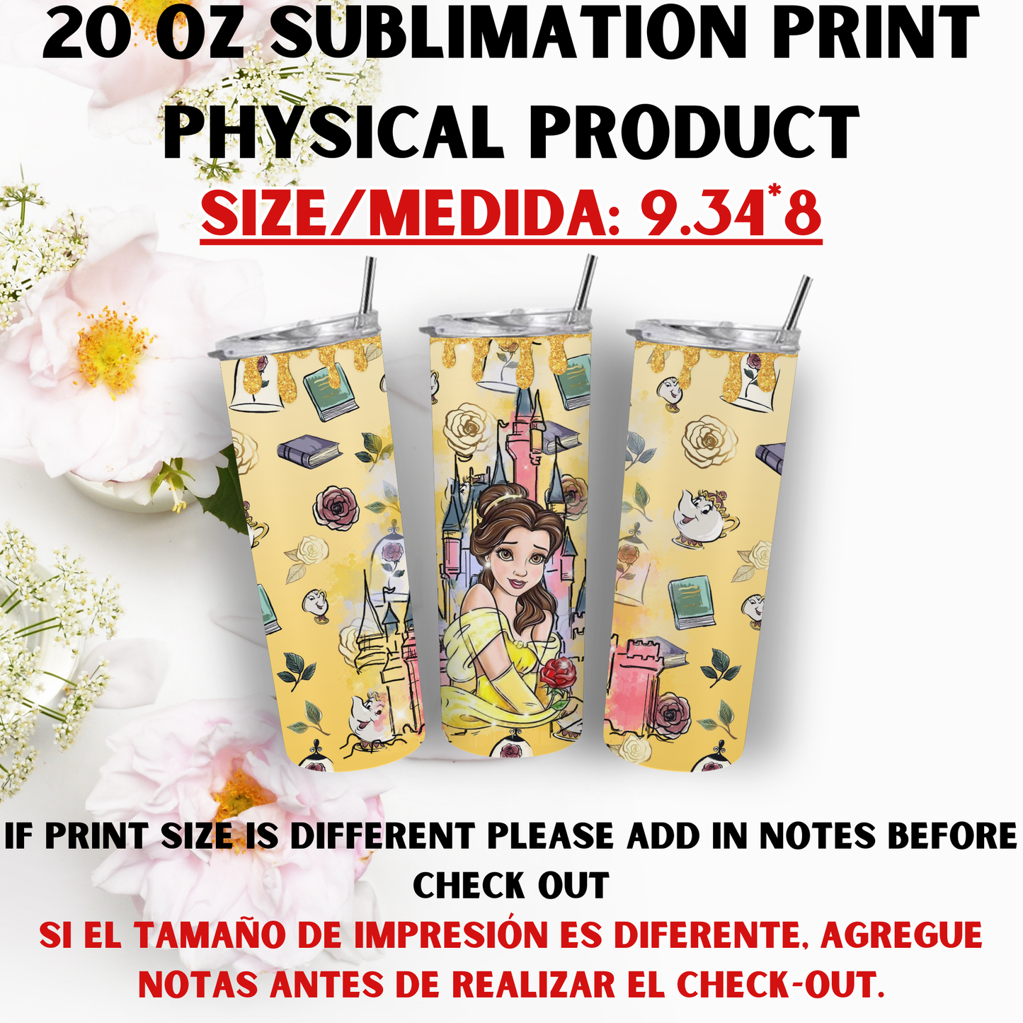 20 OZ SUBLIMATION PRINTS (PRINCESS THEME)