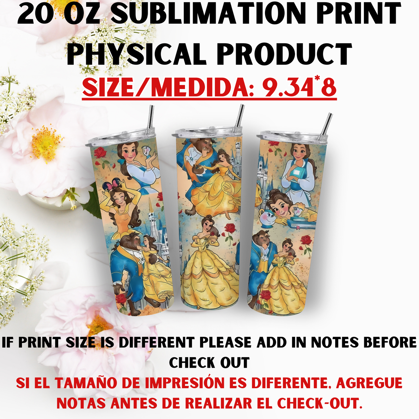 20 OZ SUBLIMATION PRINTS (PRINCESS THEME)