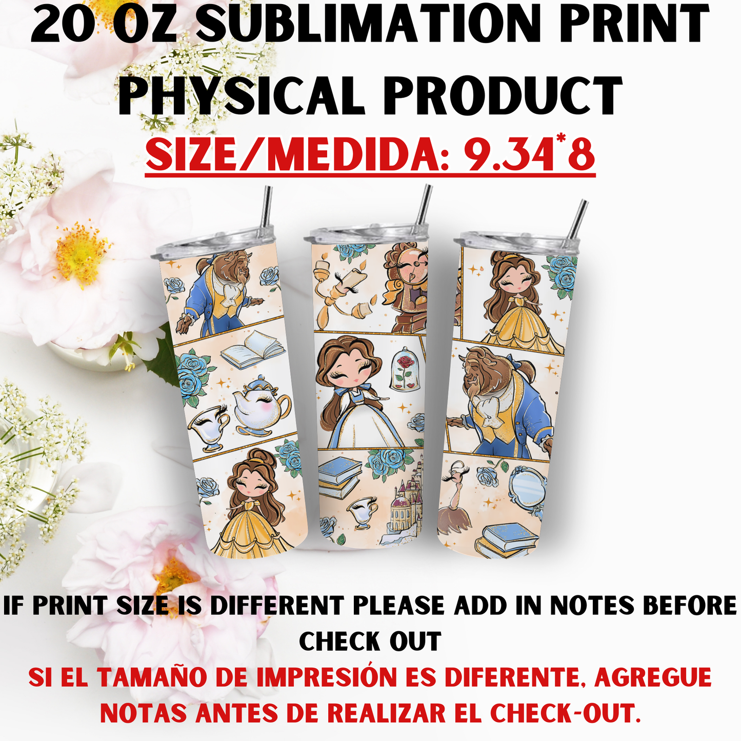 20 OZ SUBLIMATION PRINTS (PRINCESS THEME)