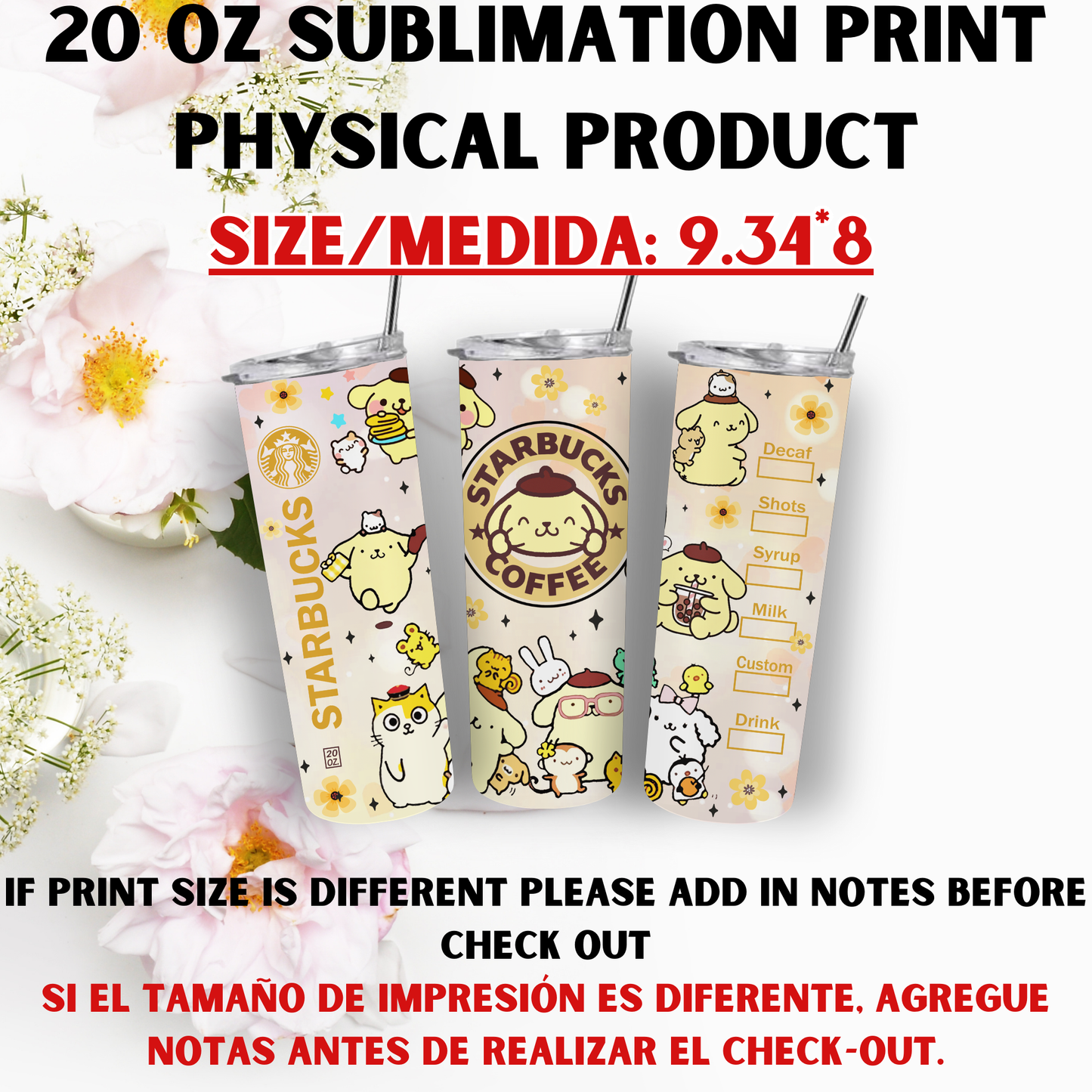 20 OZ SUBLIMATION PRINT (HELLO KITTY AND FRIENDS THEME)