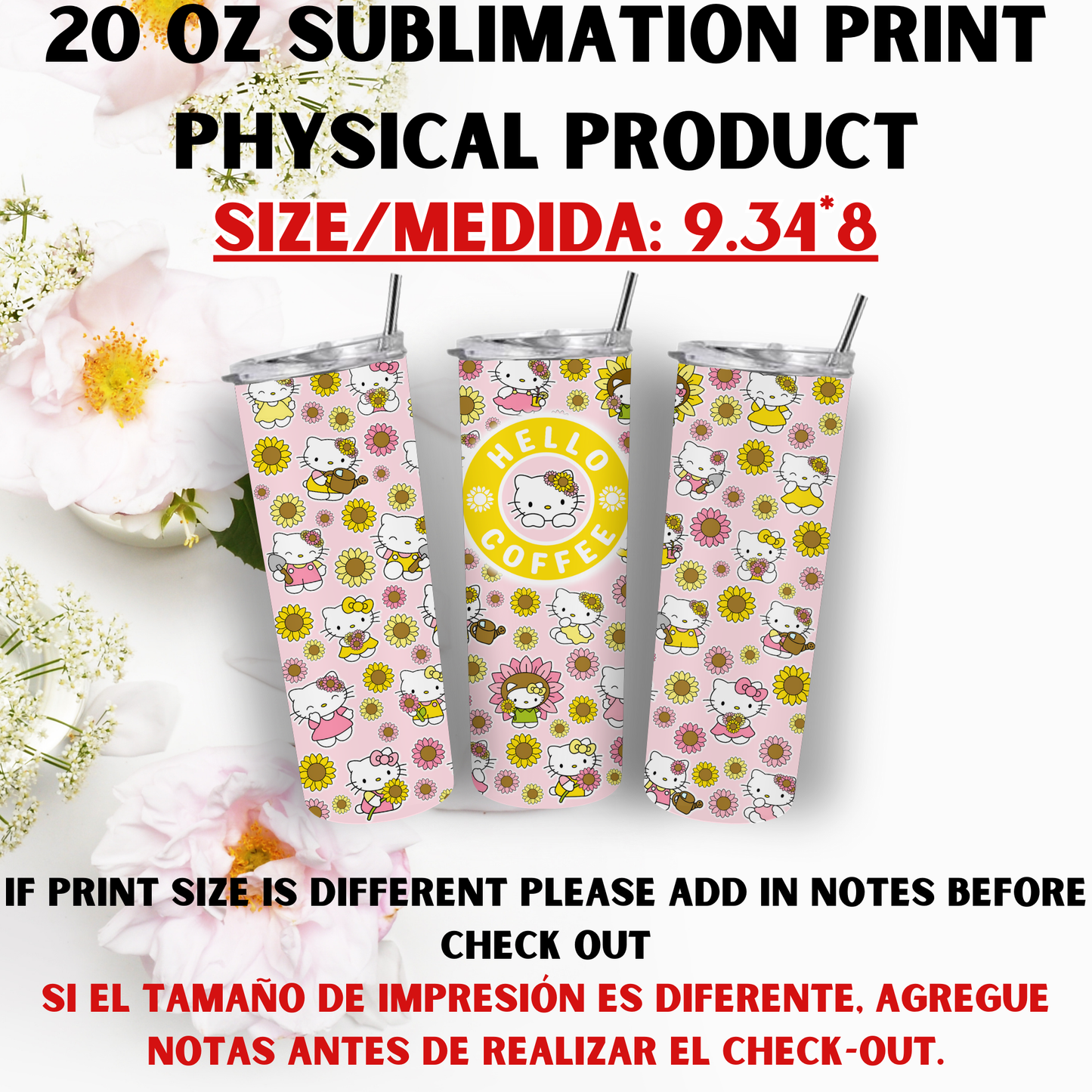 20 OZ SUBLIMATION PRINT (HELLO KITTY AND FRIENDS THEME)