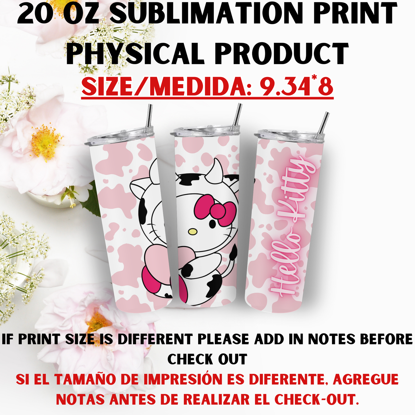 20 OZ SUBLIMATION PRINT (HELLO KITTY AND FRIENDS THEME)