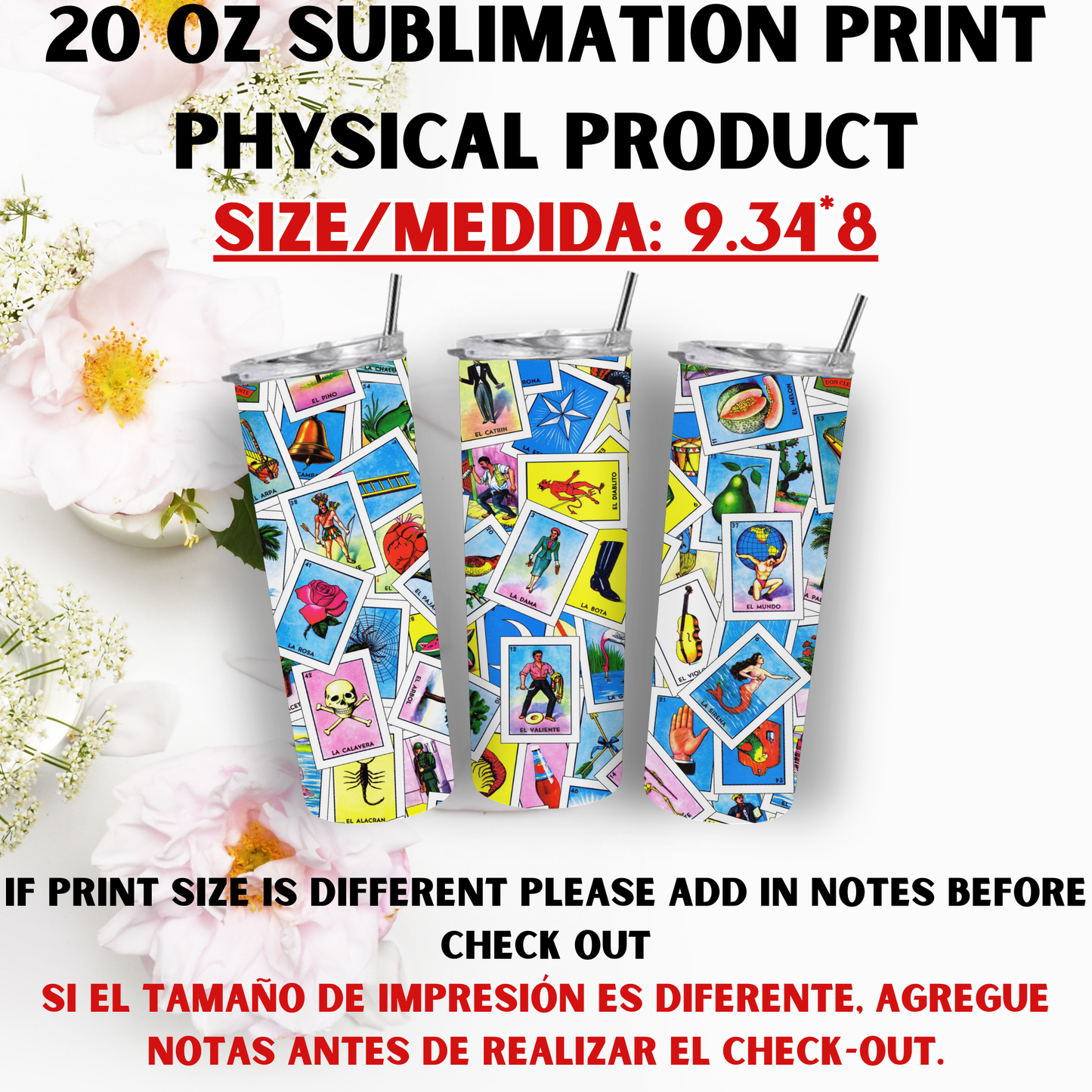 20 oz Sublimation Prints MIXED THEME (Physical Product)