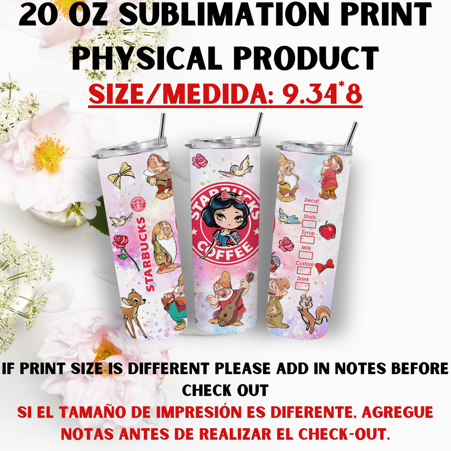 20 OZ SUBLIMATION PRINTS (PRINCESS THEME)