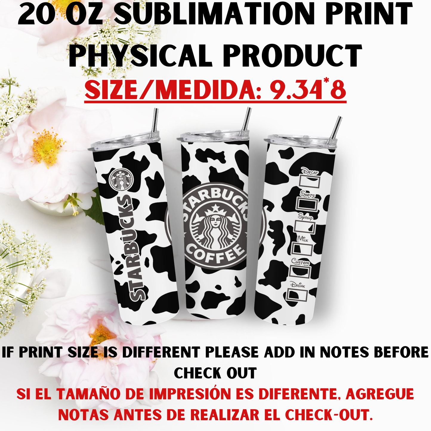 20 oz Sublimation Prints MIXED THEME (Physical Product)