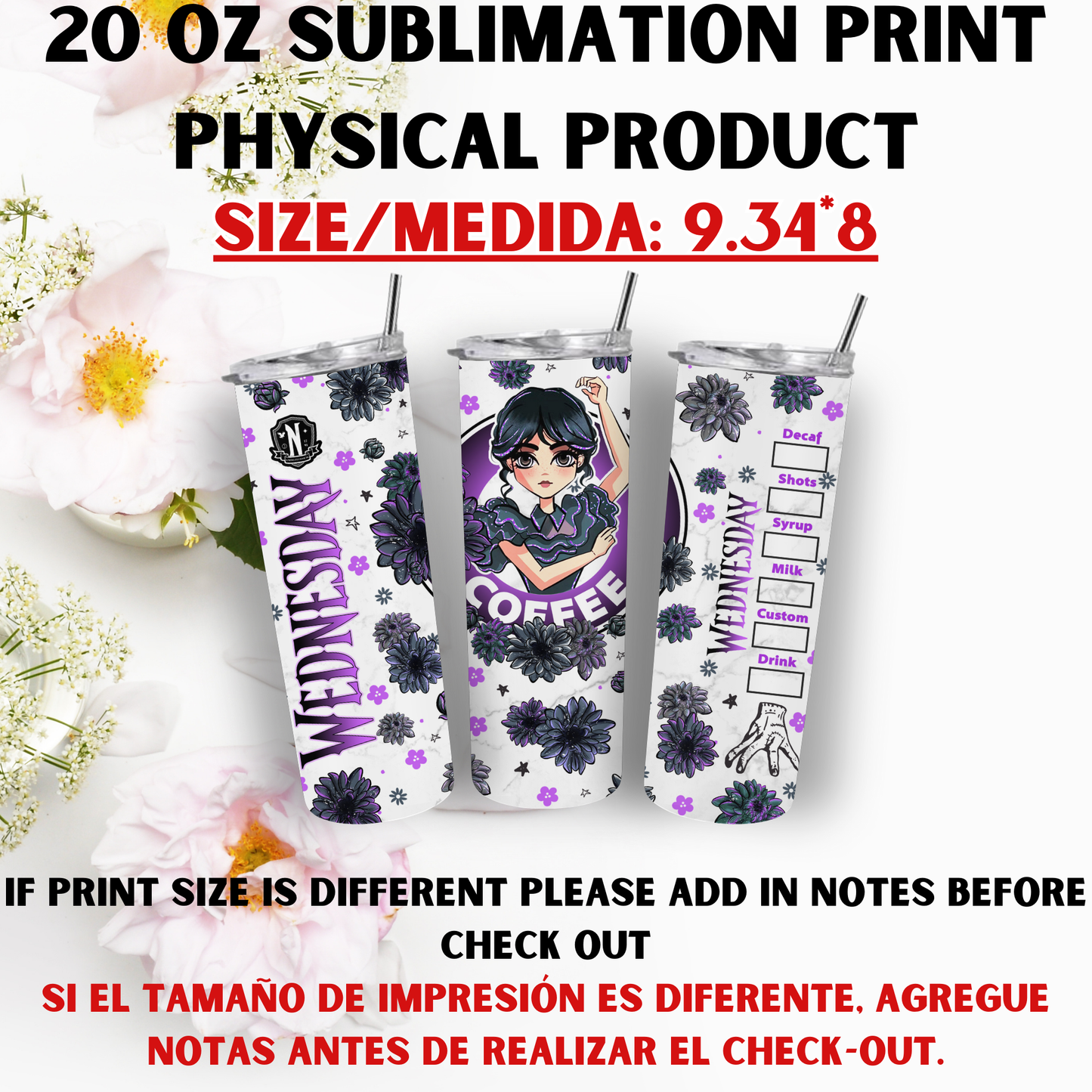 20 oz Sublimation Prints MIXED THEME (Physical Product)