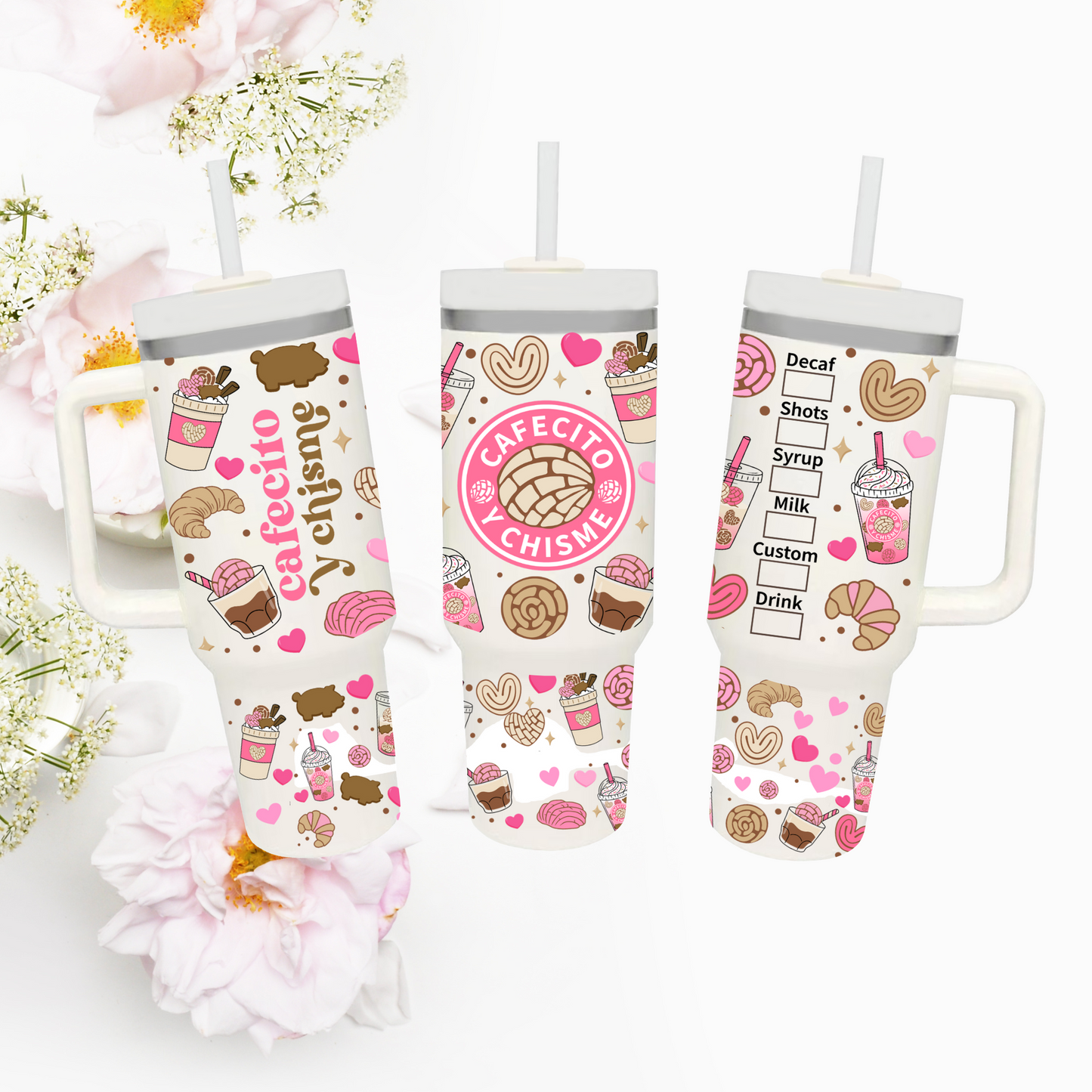 40 oz Tumblers ( Handle and Lid COLOR MAY VARY)