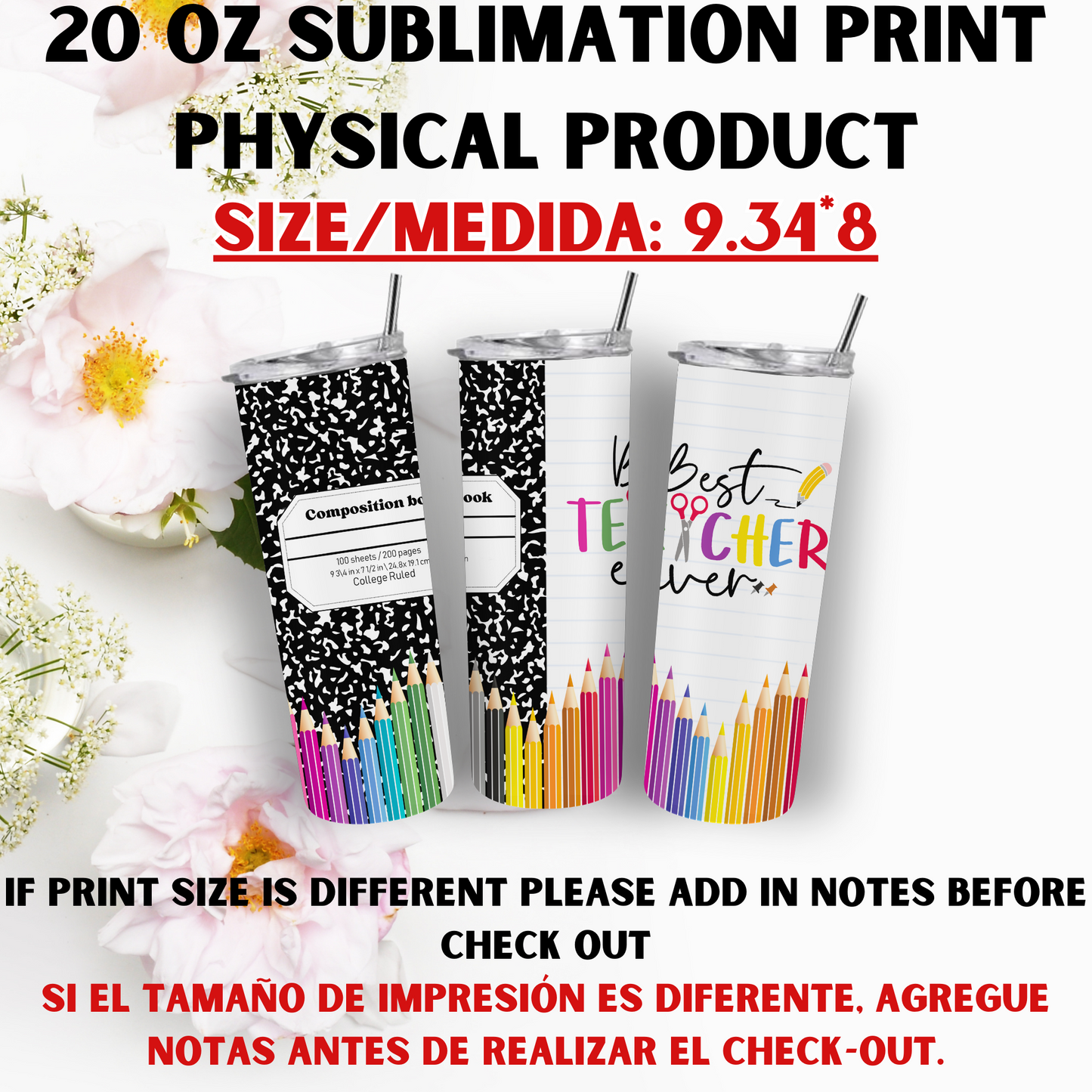 20 OZ SUBLIMATION PRINTS (TEACHER THEME)
