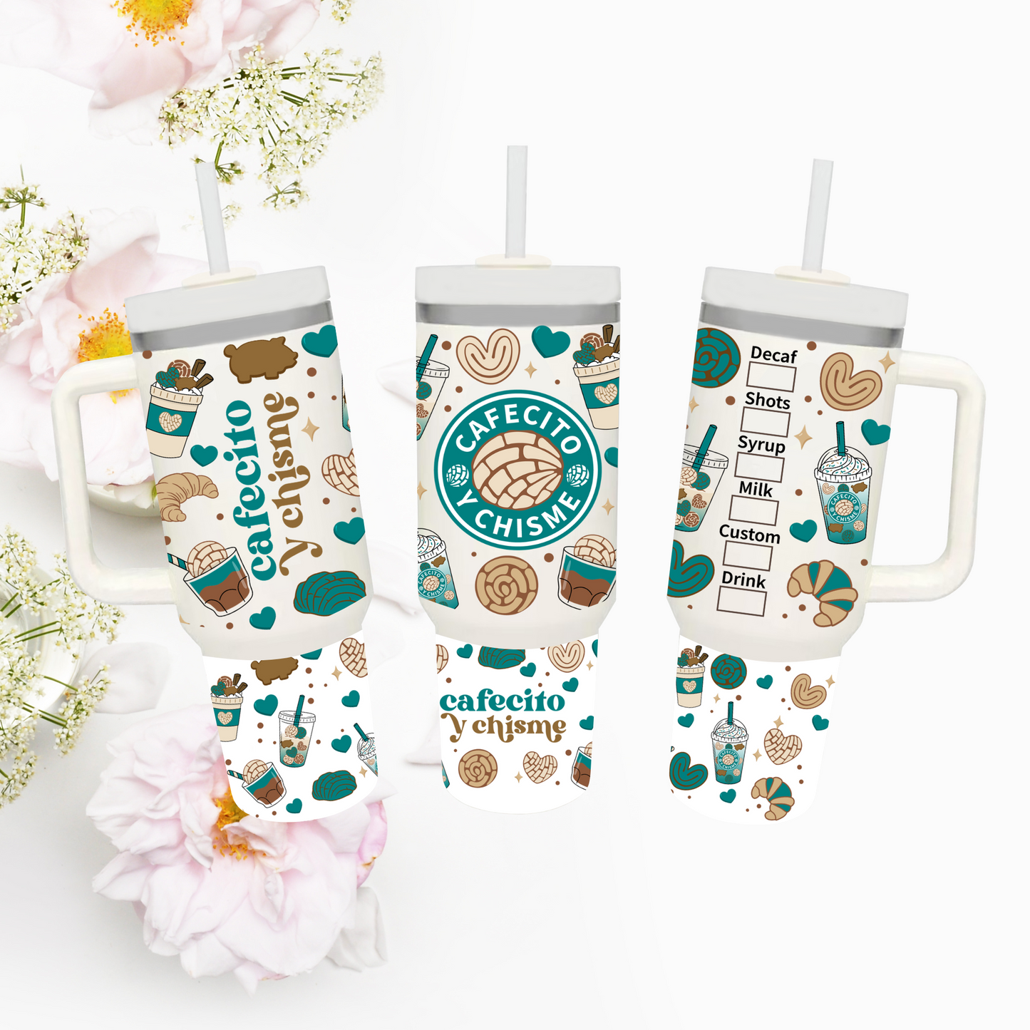 40 oz Tumblers ( Handle and Lid COLOR MAY VARY)