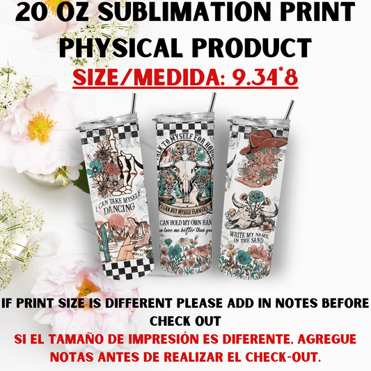 20  OZ SUBLIMATION PRINTS (WESTERN THEME)
