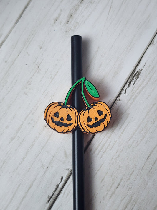 Pumpkin Cherry 3d Straw Topper