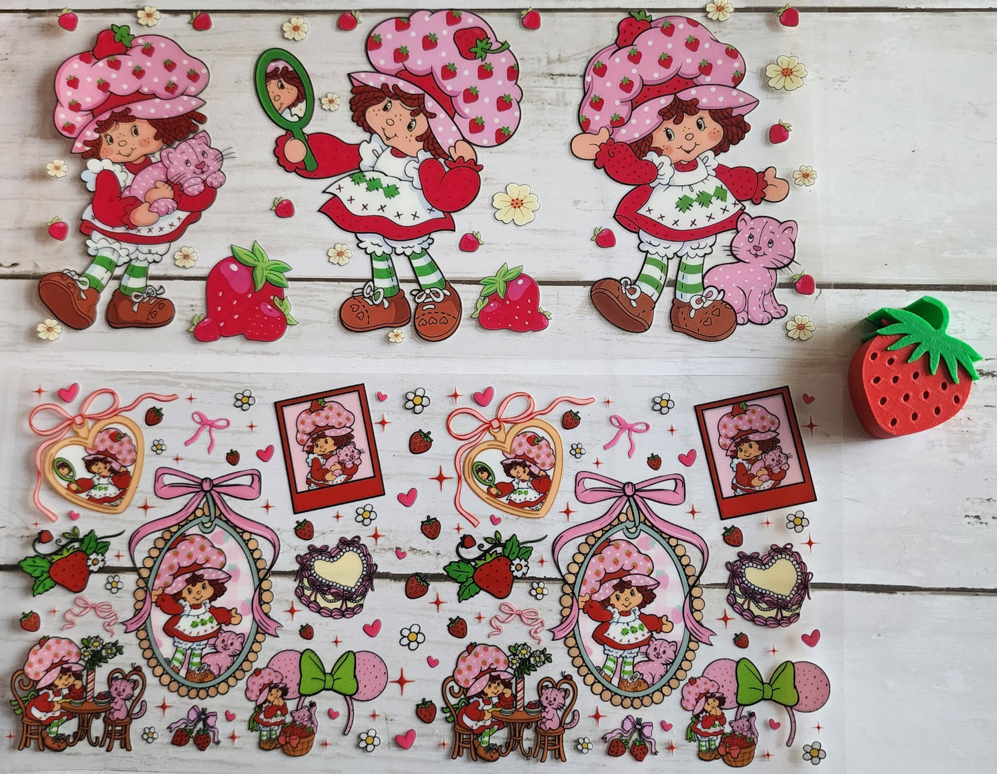 Strawberry Shortcake- Uv Wrap & 3d Straw Topper