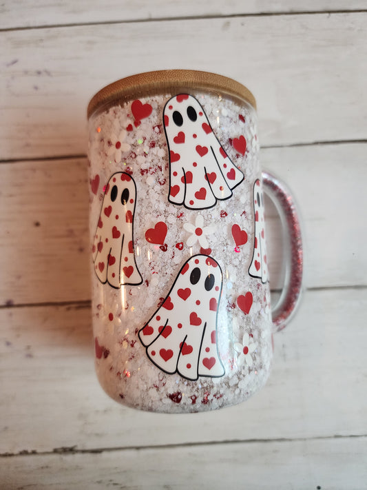 Ghost Heart Snowglobe Glass Mug