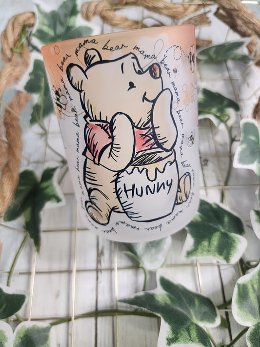 POOH BEAR 15 OZ MUG FROSTED GLASS CUP