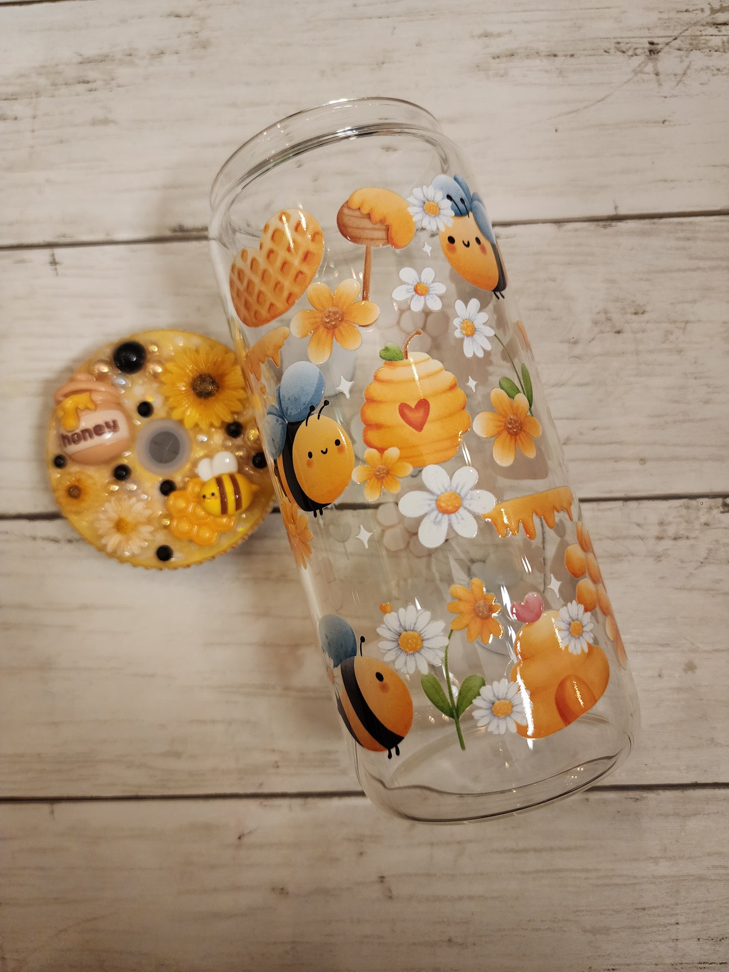 Bee & Honey 20 oz Glass Cup