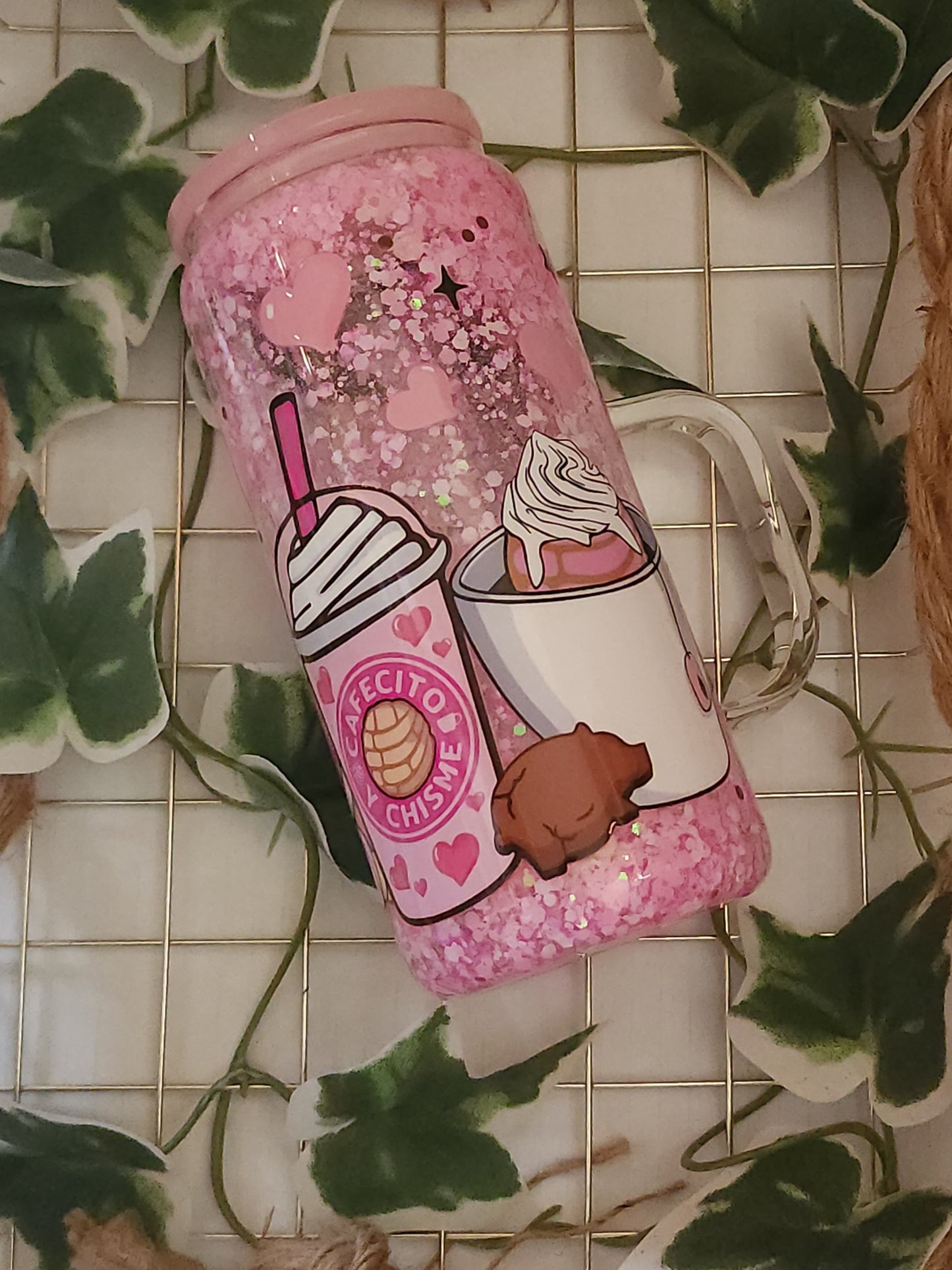 Cafecito y Chisme 16 oz Snowglobe with Handle