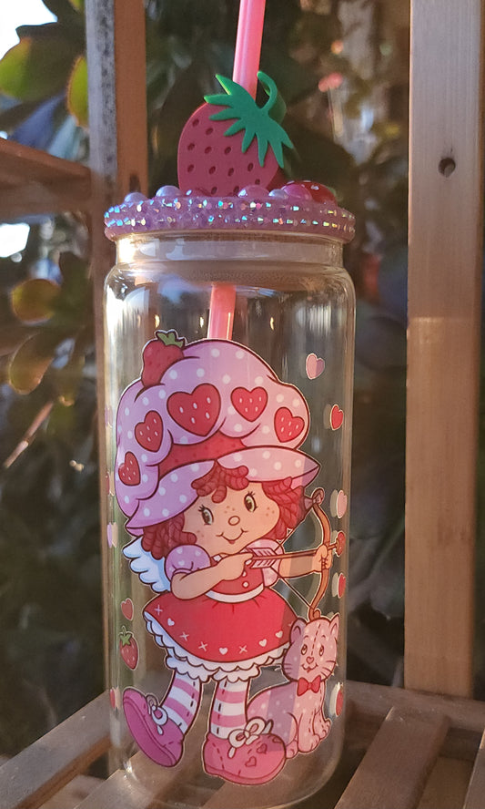 Strawberry Love Cake 20 oz Glass Cup