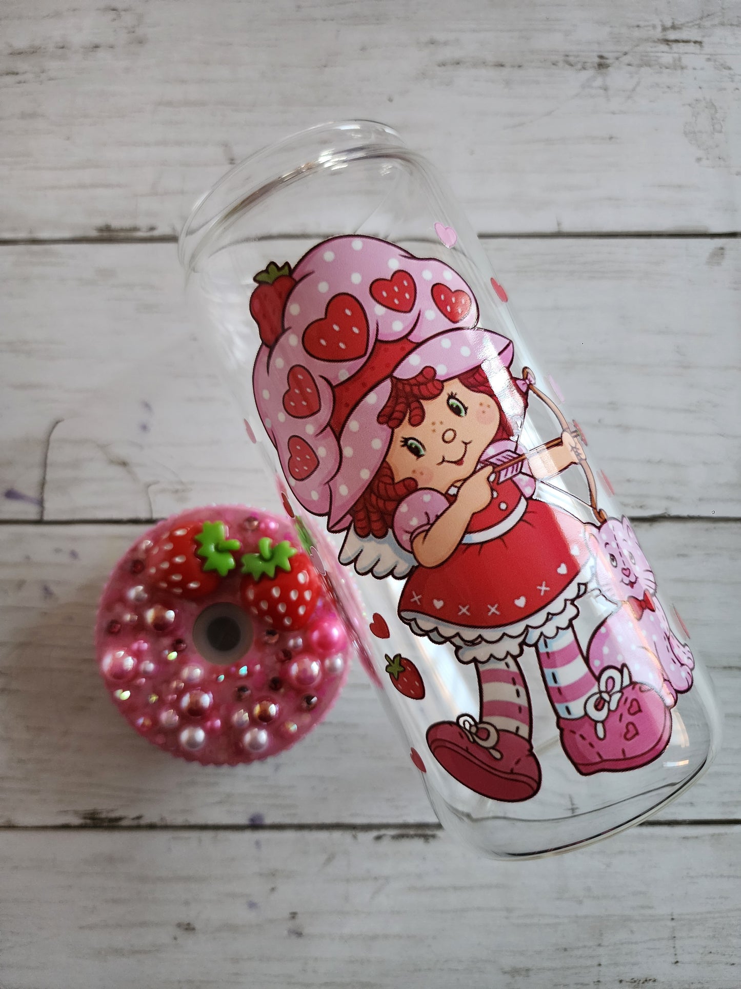 Strawberry Love Cake 20 oz Glass Cup